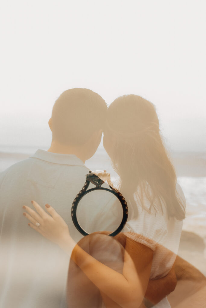Double Exposure of a Couple and Engagement Ring